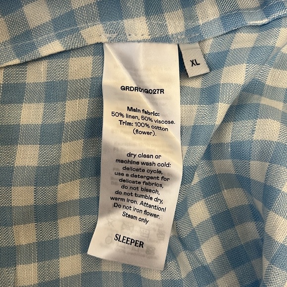 NWT SLEEPER The Genus Rosa Linen Blend Gingham Midi Dress in Blue Vichy Sz XL - Picture 5 of 15